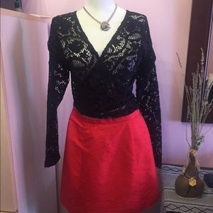 Vintage Betsey Johnson red silk skirt